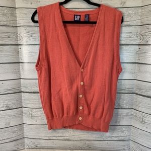 Gap Womens Small Sweater Vest Button Up 100% Cotton Top Pink Knit 90’s Oversized